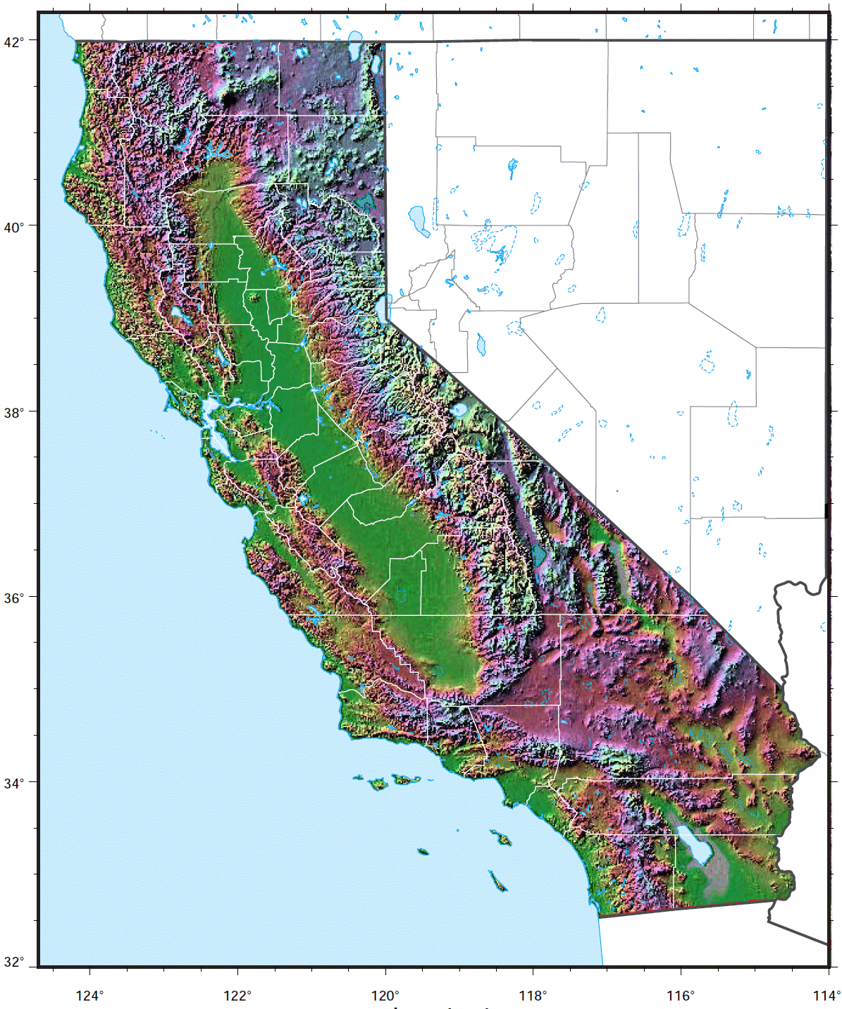 California Relief Map