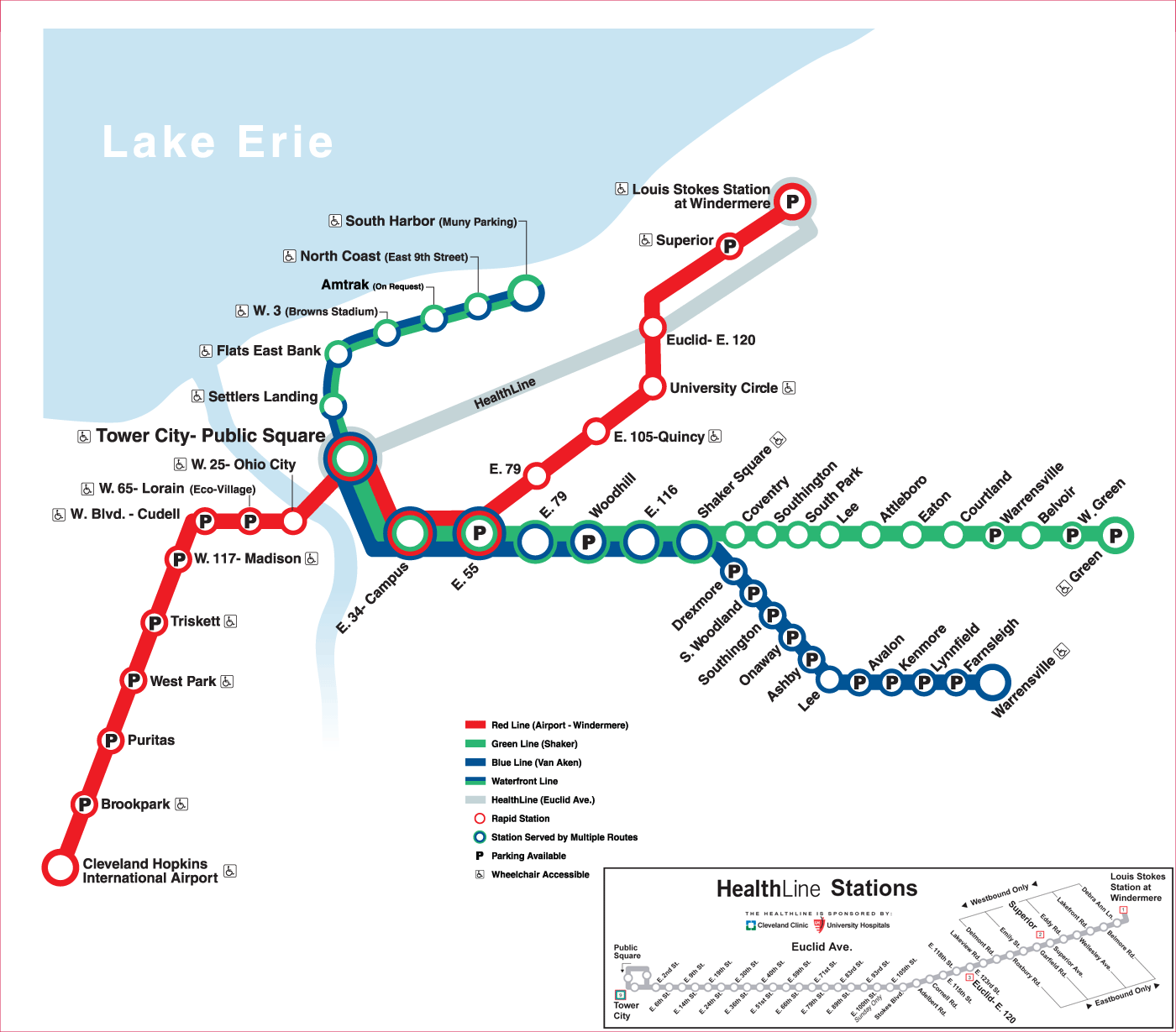 Cleveland Metro System Map (rail)