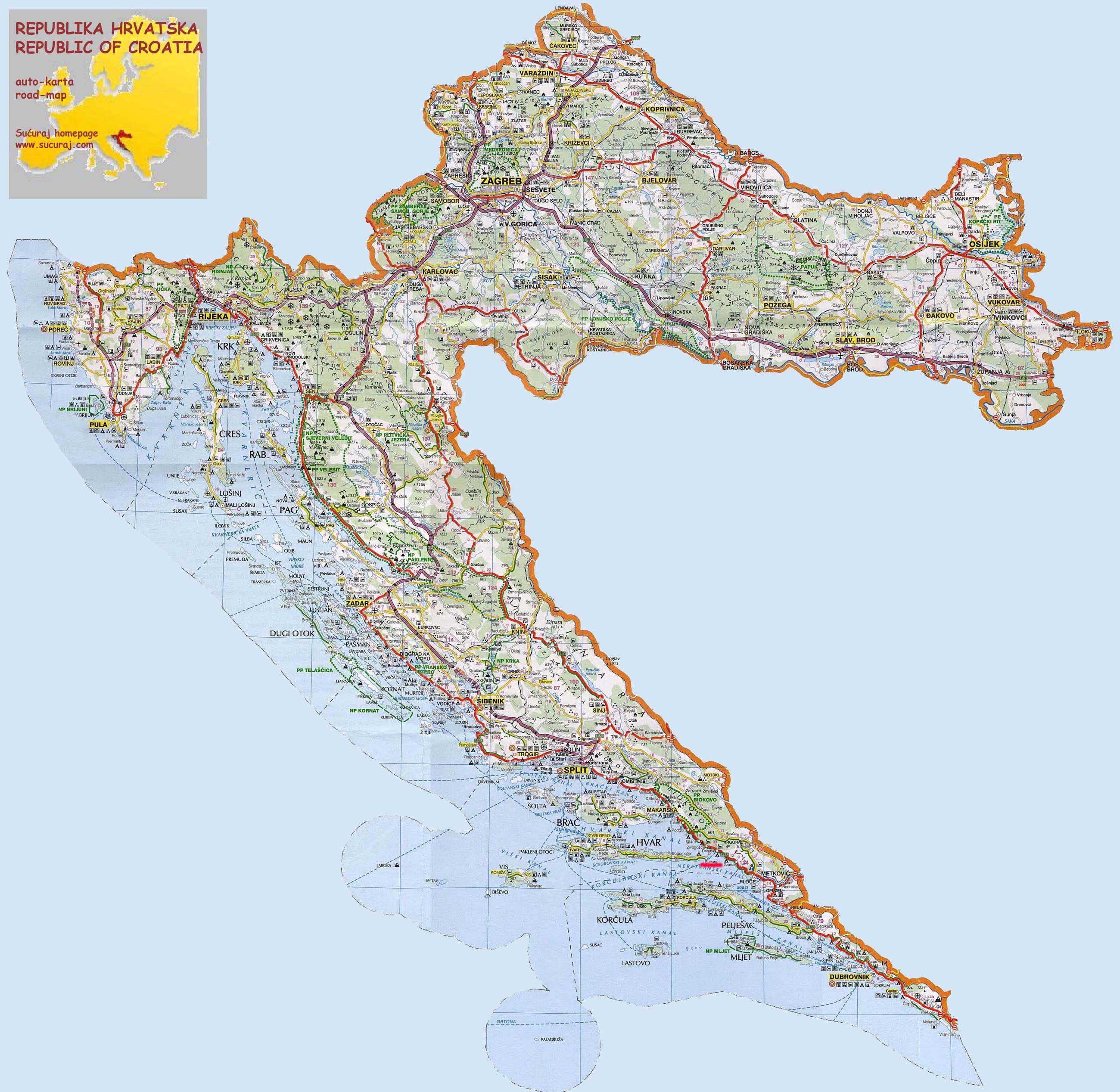 Carte Détaillée De Croatie Croatia Map