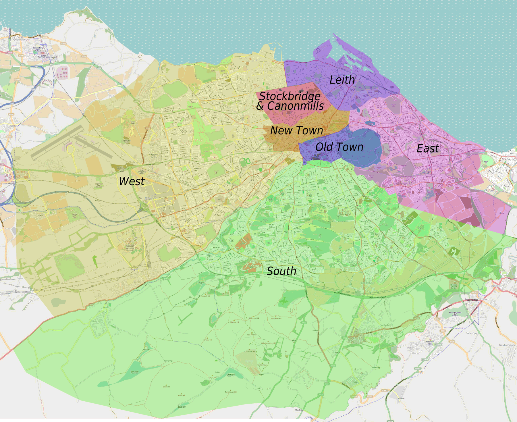 Edinburgh Districts Map Osm