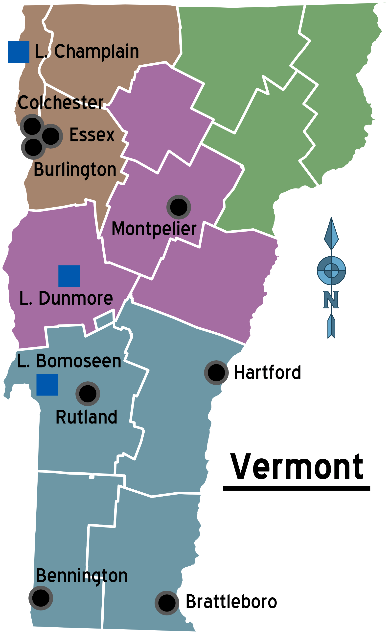 Map of Vermont Regions