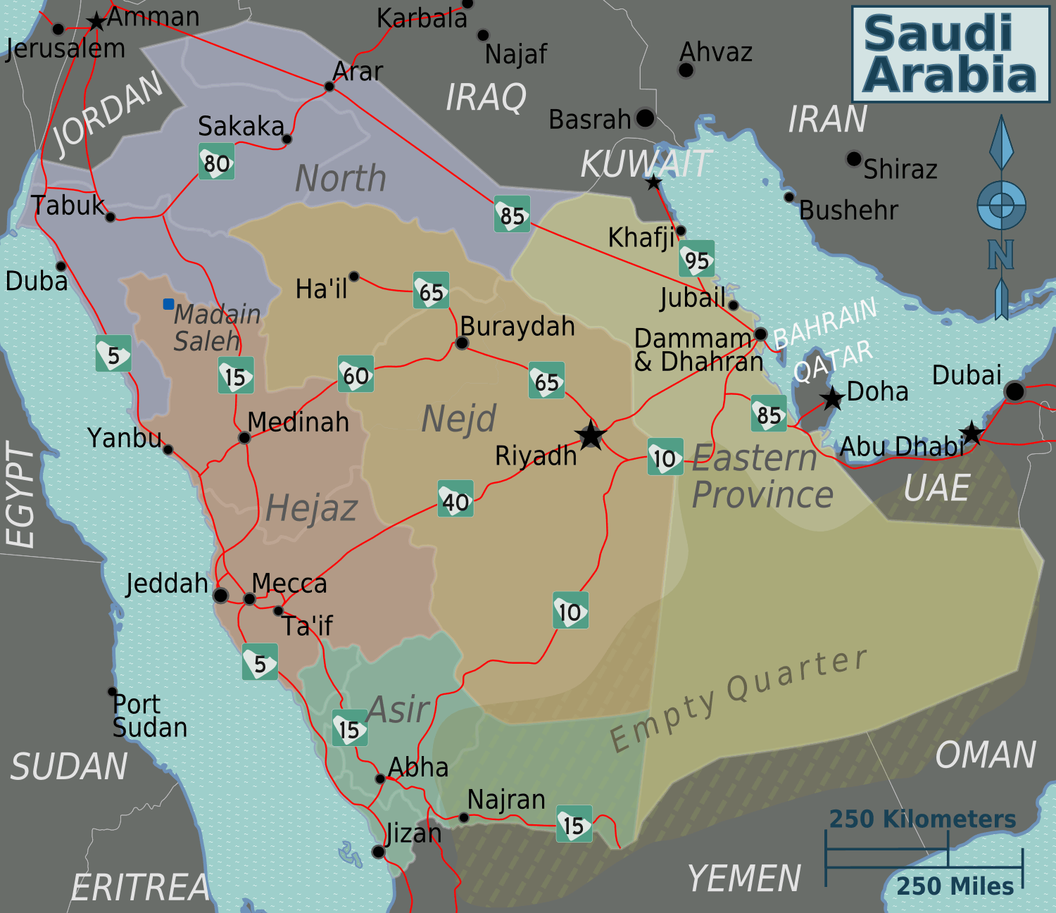 Map of Saudi Arabia for PowerPoint and Google Slides