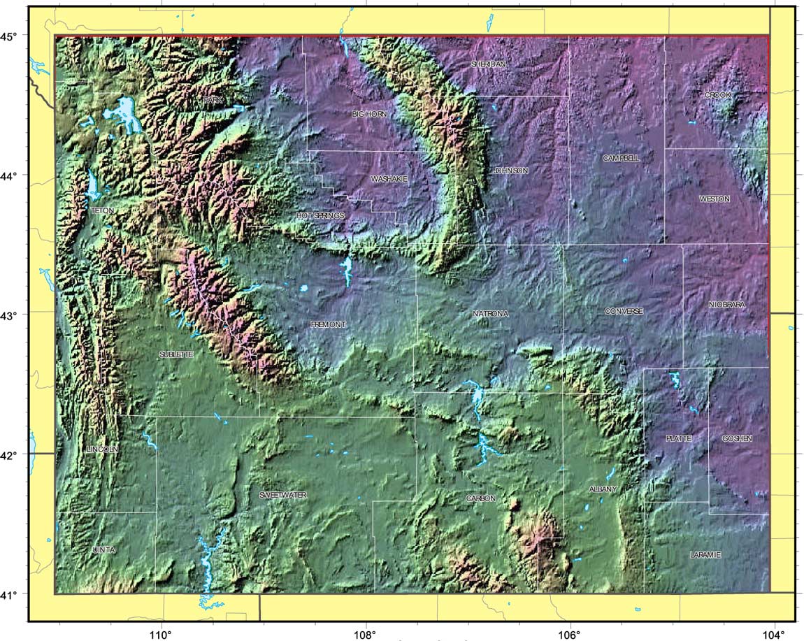 Wyoming Relief Map