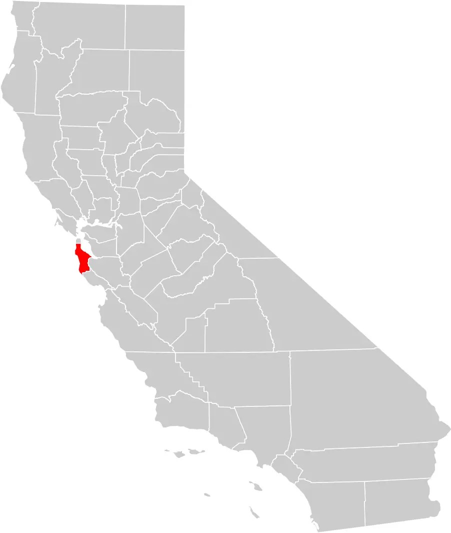 California County Map (san Mateo County Highlighted)