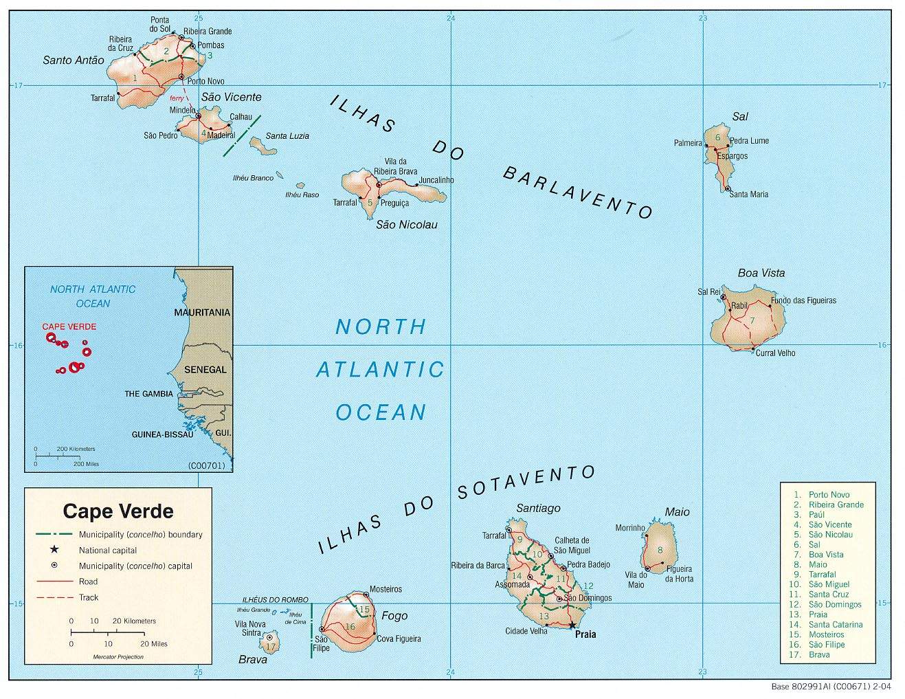 Cabo Verde Carte Cape Verde Map