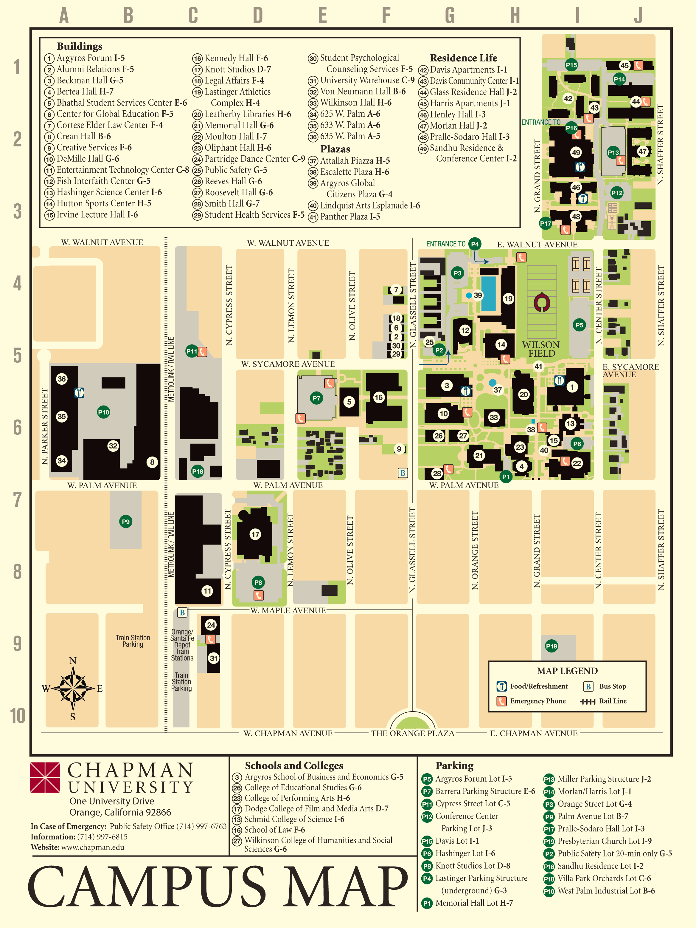 Chapman University Campus Map Chapman University Campus Map - Mapsof.net
