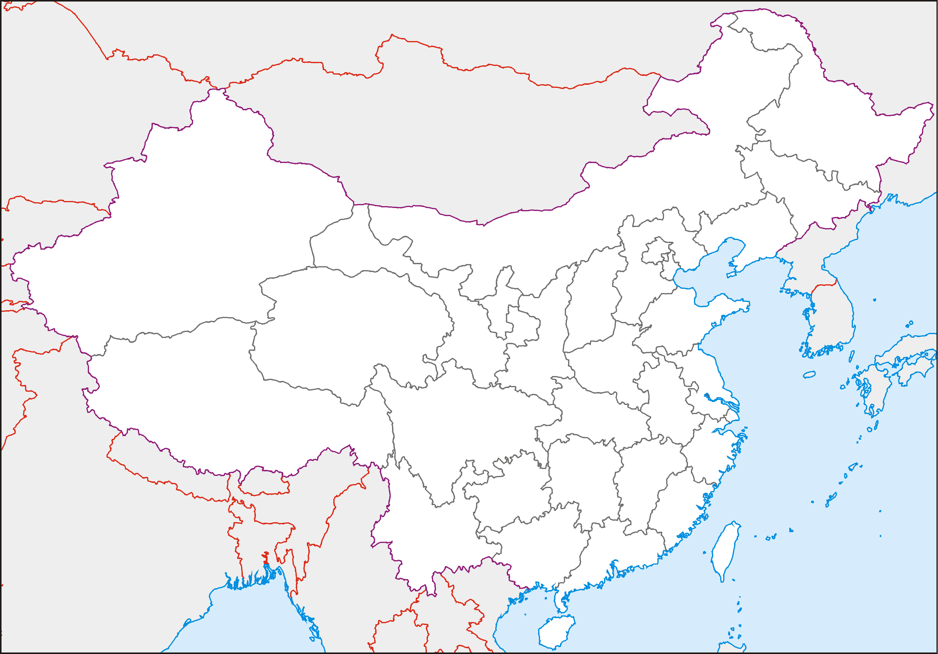 Blank Map Of China And Brazil China Equirect