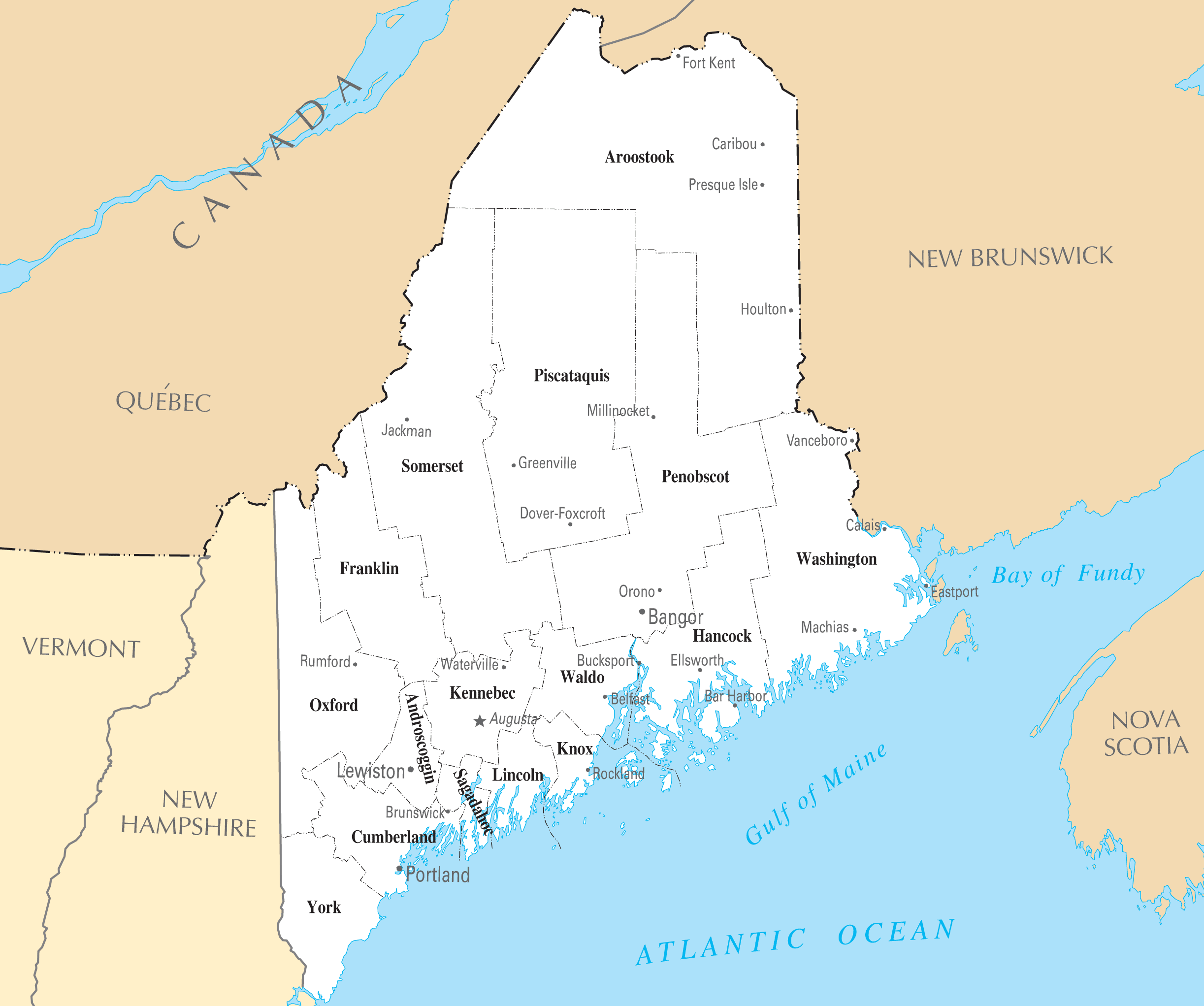 Maine Map With Cities Maine Cities And Towns - Mapsof.net