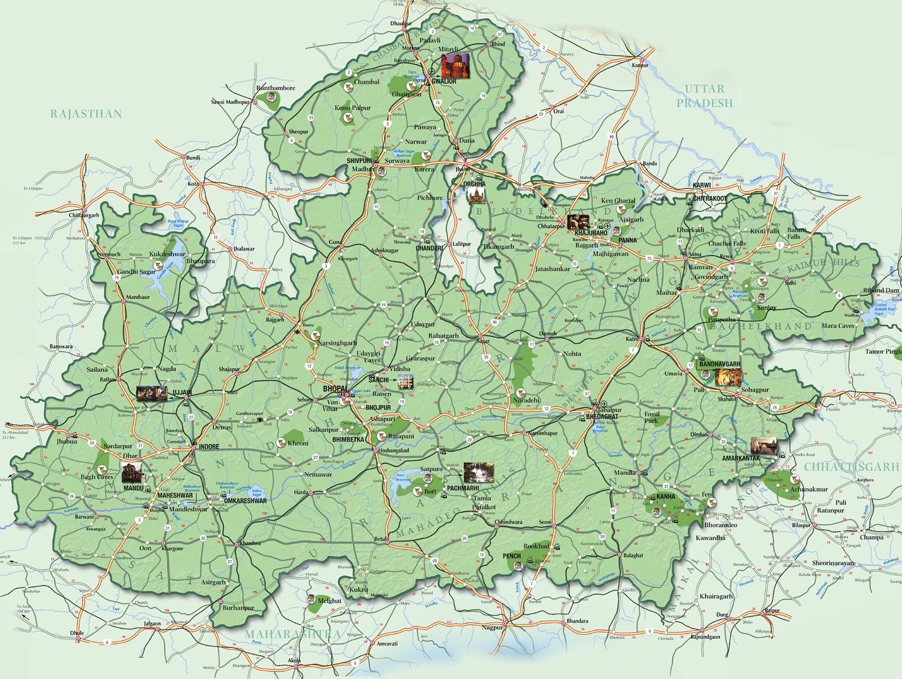 Madhya Pradesh Driving Distance Calculator, Distance Between.