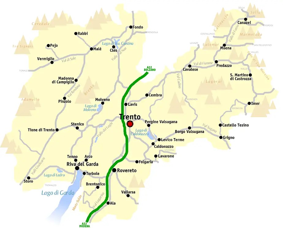 Les Points Douloureux De Trento Italie Carte Map of Trento