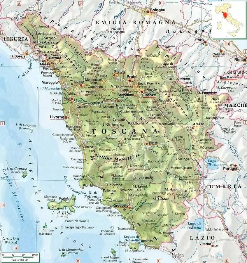Map Of Tuscany Towns Political Map of Tuscany