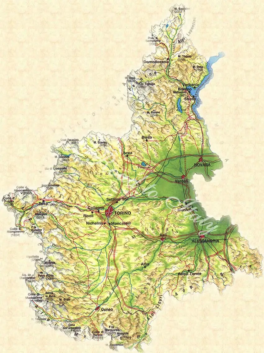 Pysical Map of Piedmont