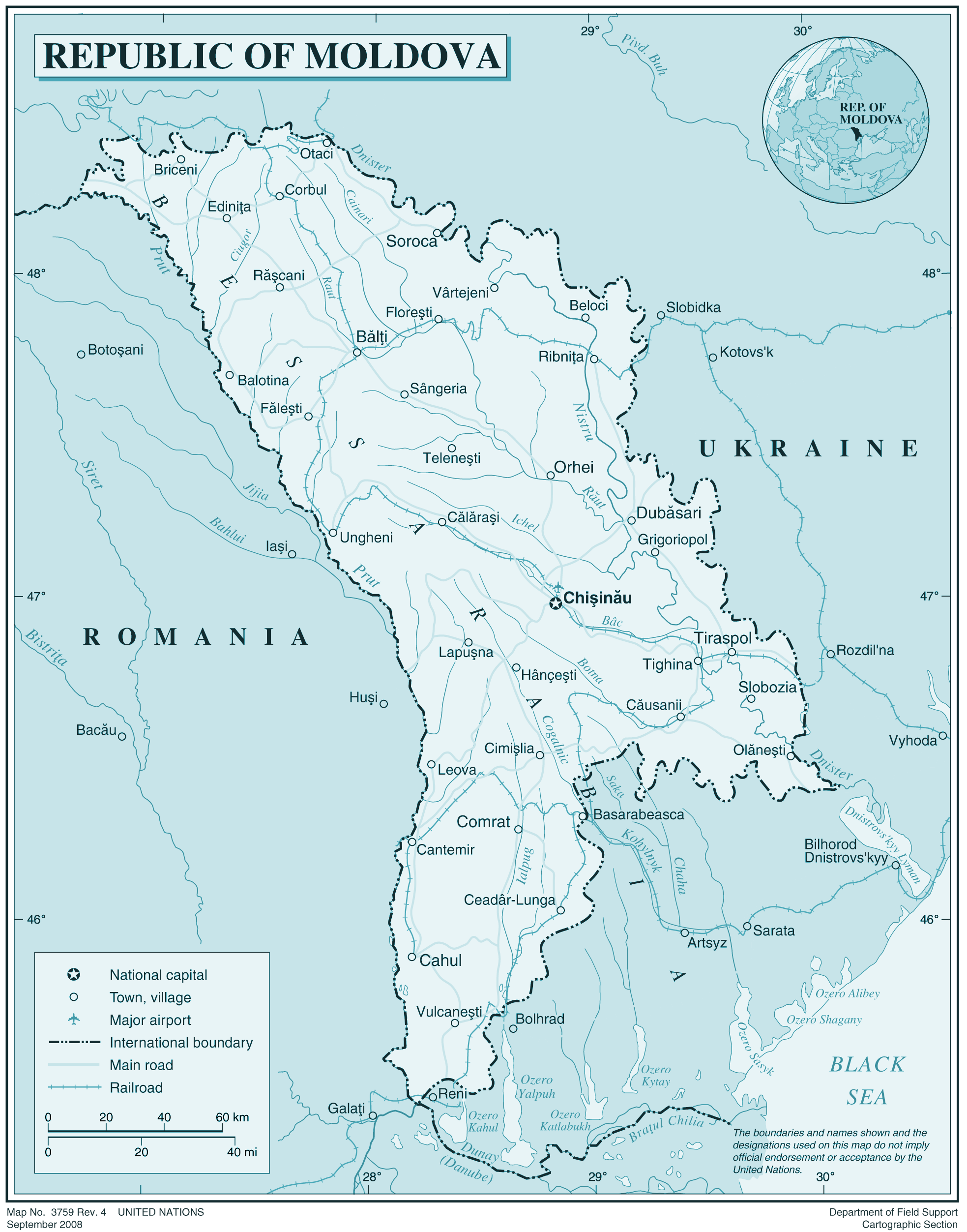 Republik Moldau Karte Republic of Moldova •