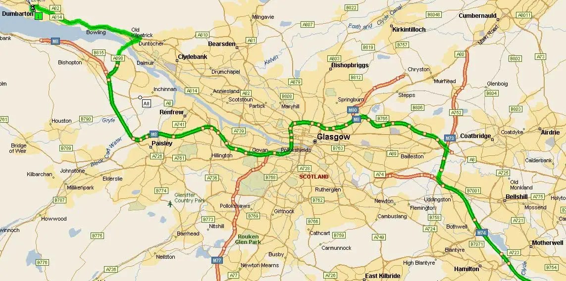 Road Map of Glasgow