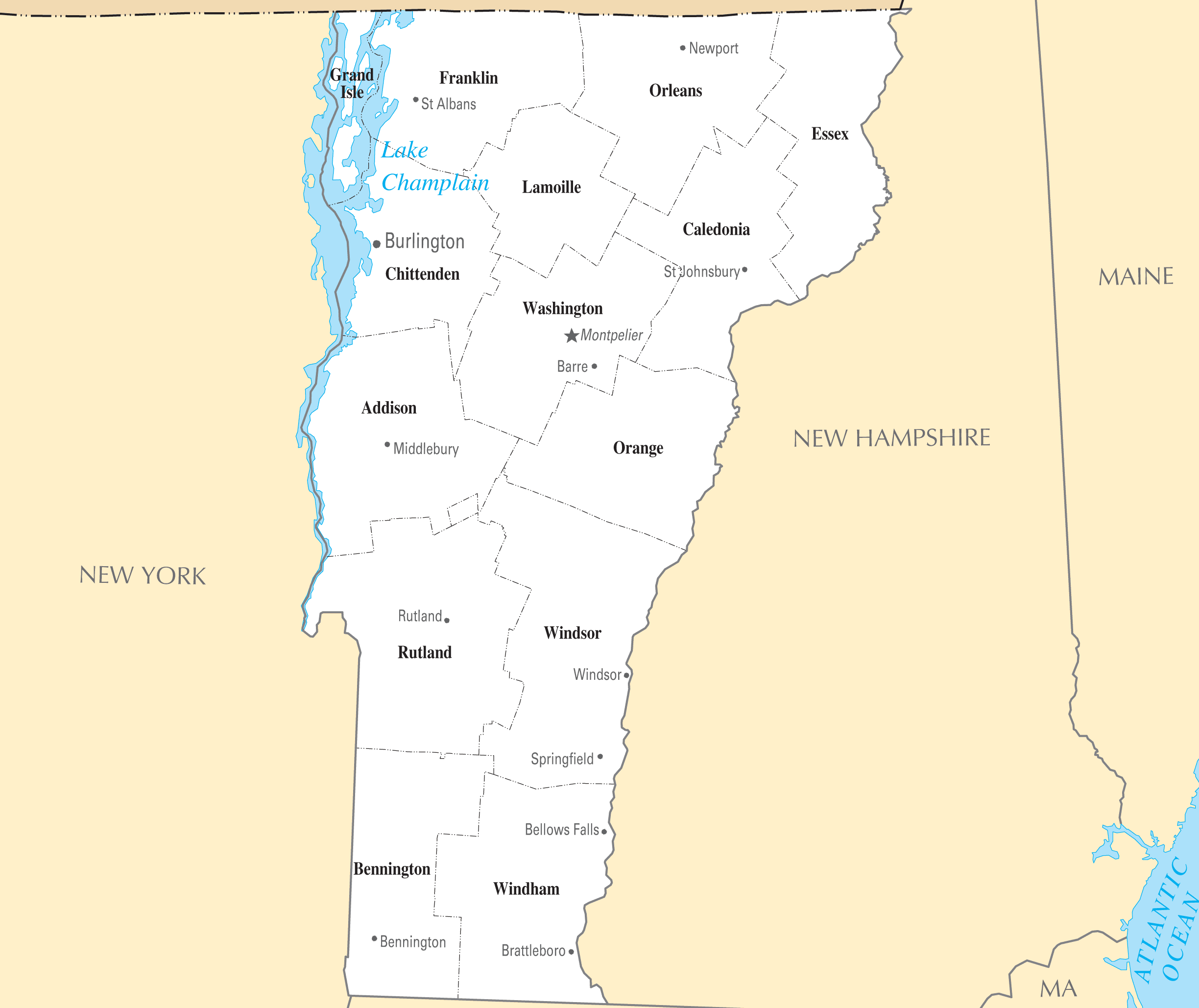 Map Of Vermont Towns Vermont Cities And Towns - Mapsof.net