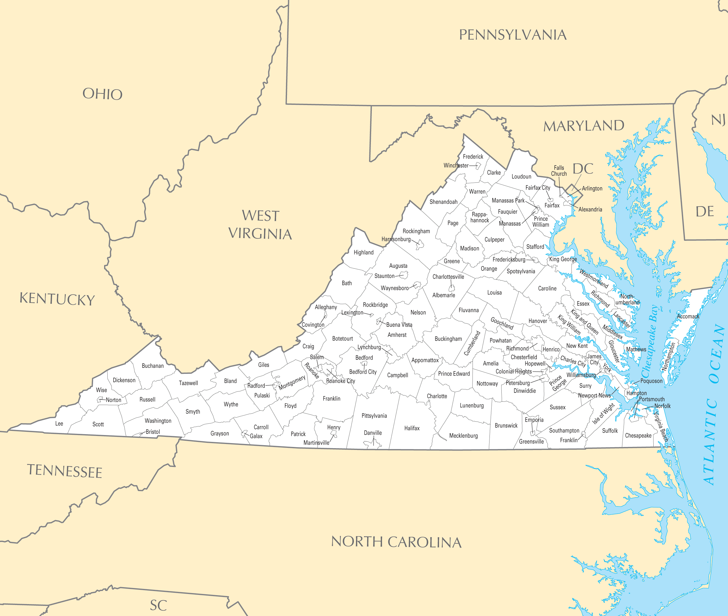 Interactive Map Of Virginia Counties Virginia County Map •
