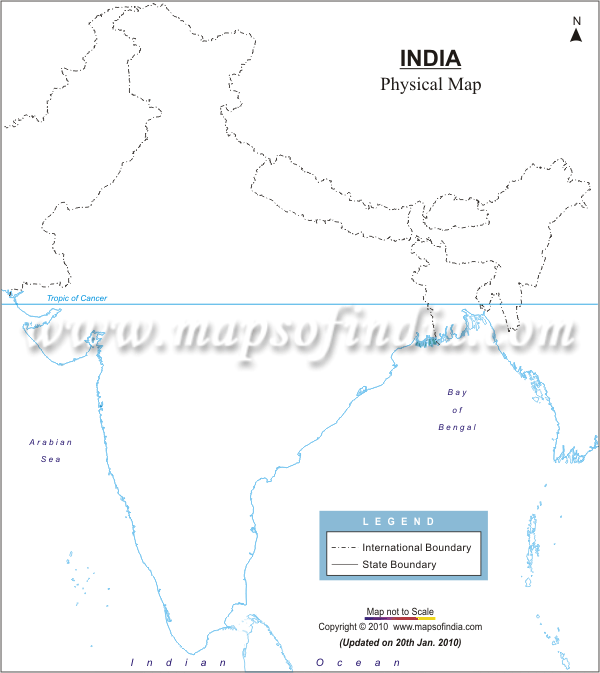 Download Free India Outline Map Physical in GIF Format
