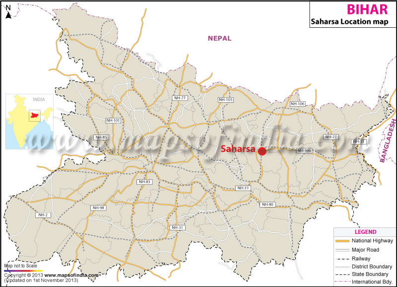 Saharsa In Bihar Map Where Is Saharsa Located In India | Saharsa Location Map,Bihar