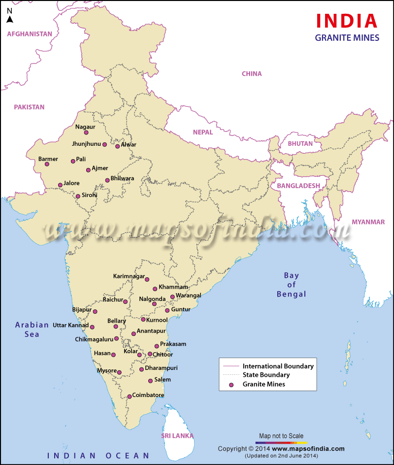Granite Mines in India, Granite Mine Location Map