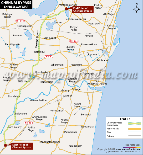 Chennai Bypass , Map of Chennai Bypass Expressway