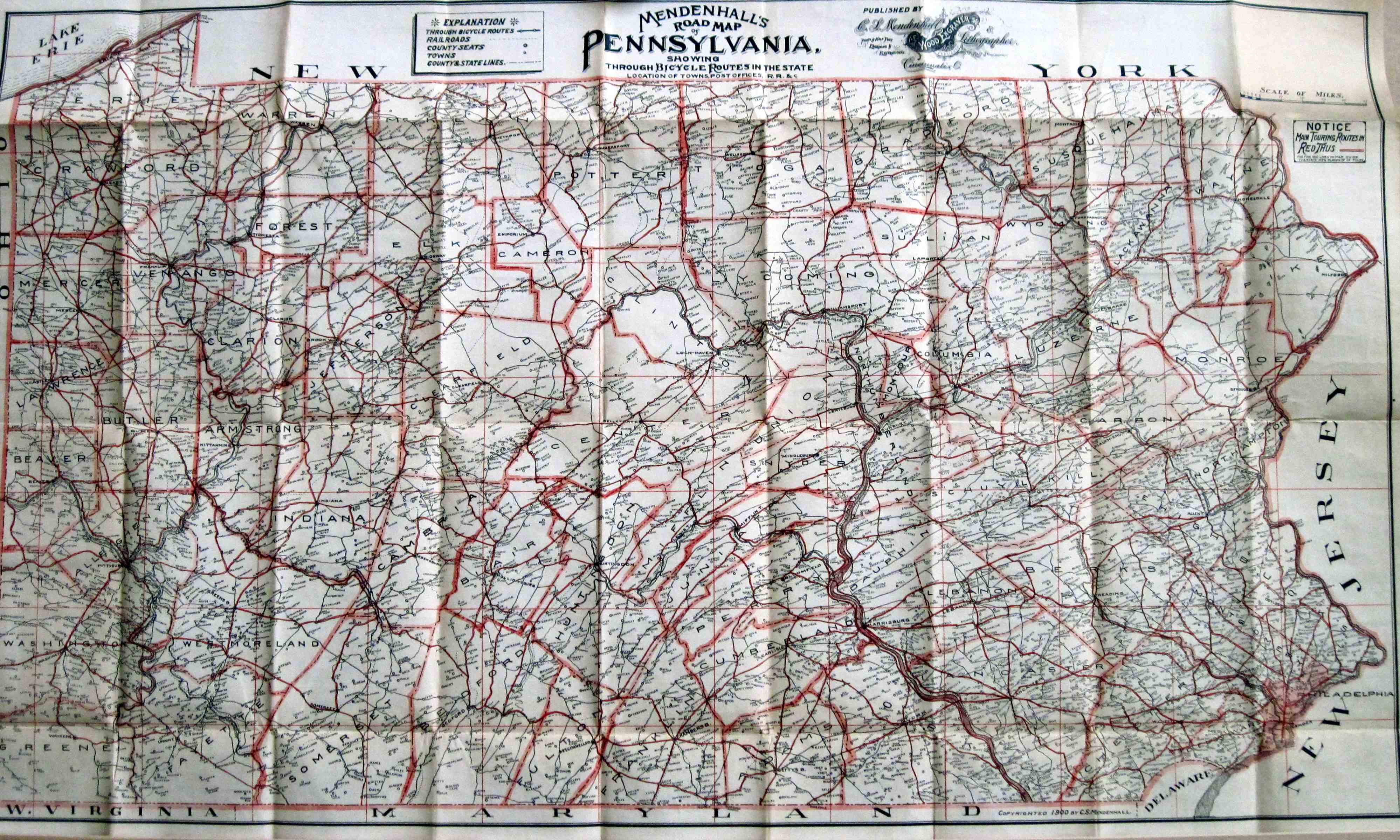 1900's Road Maps of Pennsylvania