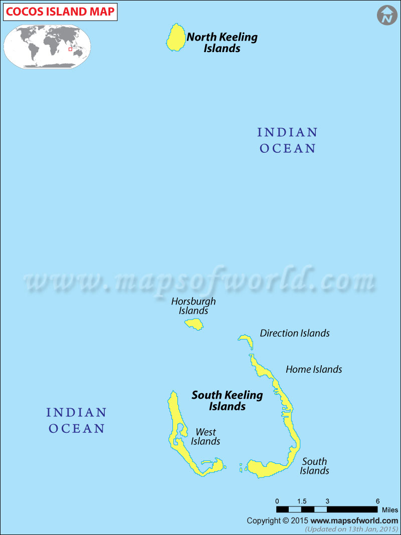 Cocos (Keeling) Islands Map, Map of Cocos Islands