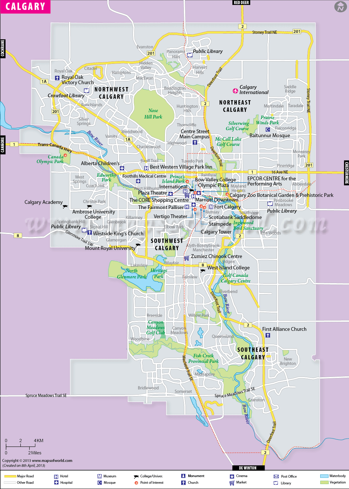 Calgary Map Map of Calgary City