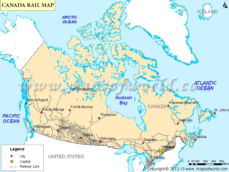Canada Rail Map, Canada Railway Map