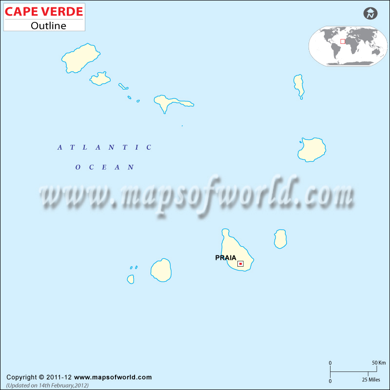 Cape Verde Time Zone Map, Current Local Time in Cape Verde