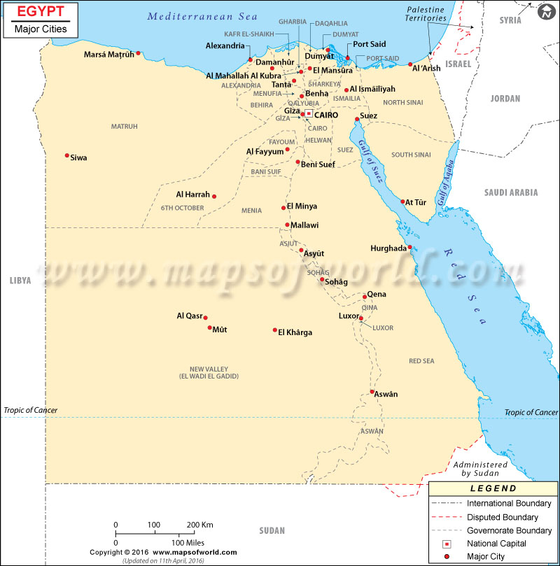 Cities in Egypt, Egypt Cities Map