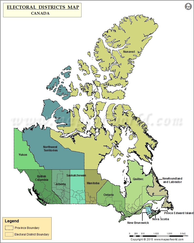 Map of Electoral Districts in Canada