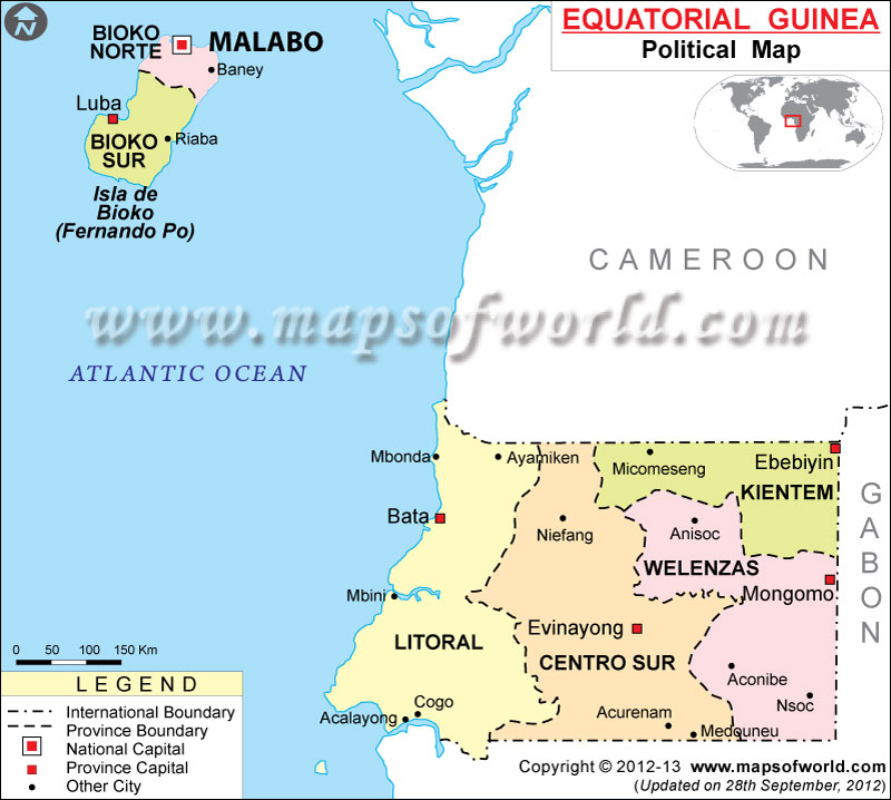 Equatorial Guinea Cities Map