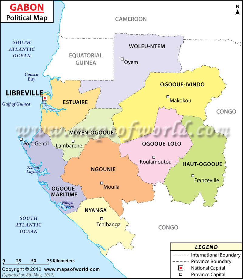 Political Map of Gabon Gabon Provinces Map