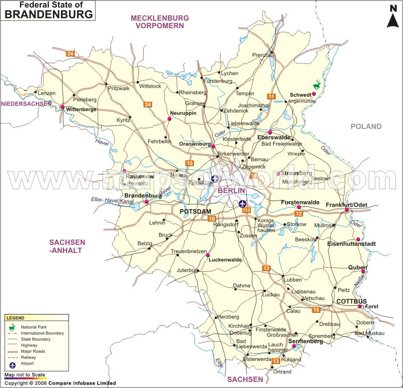 Brandenburg Germany Free Downloadable Brandenburg Map