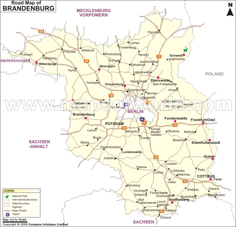 Brandenburg Road Map Map of Brandenburg Road, Germany