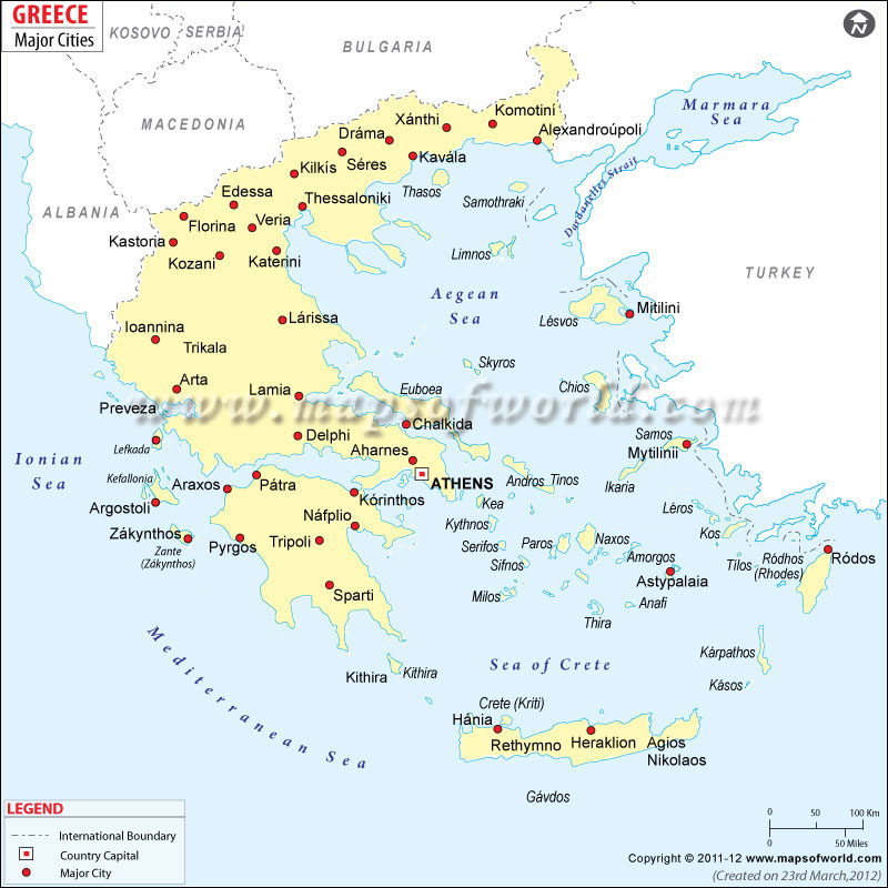 Greece Cities Map, Cities in Greece