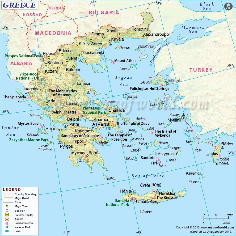 Greece Travel Information Map, Things To Do, Attractions