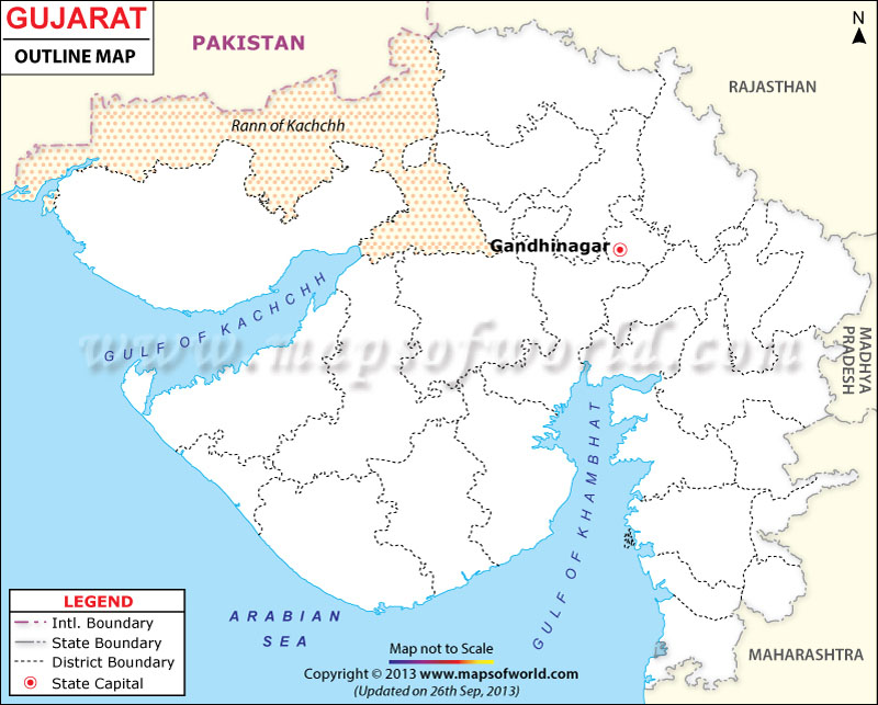 Gujarat Outline Map