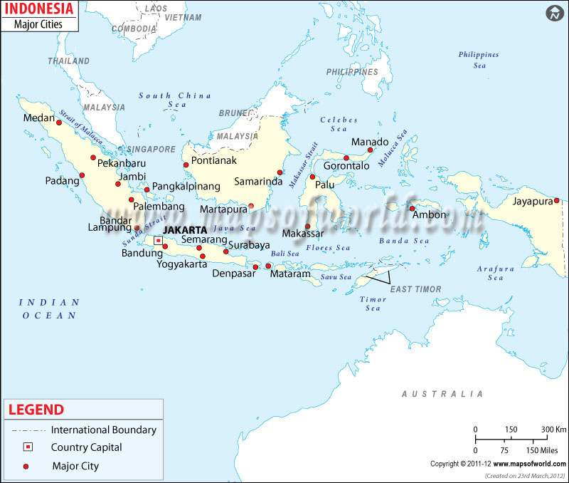 Cities in Indonesia, Map of Indonesia Cities