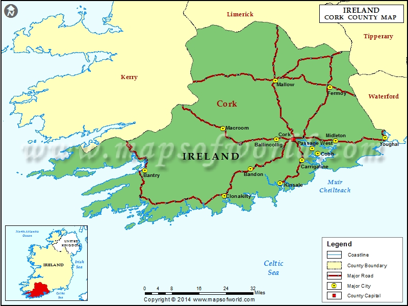 County Cork Ireland Map Helderateliers