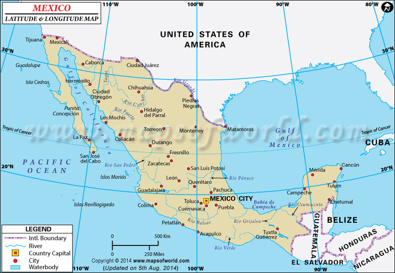 Mexico Latitude and Longitude ( Latitud y Longitud de Mexico )
