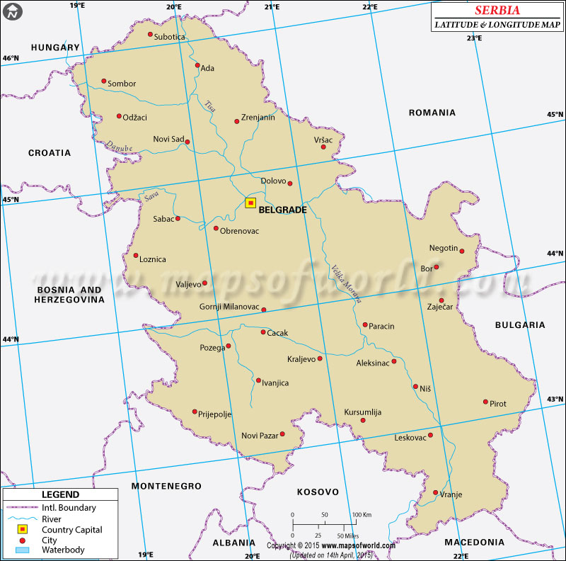 Serbia Latitude and Longitude Map