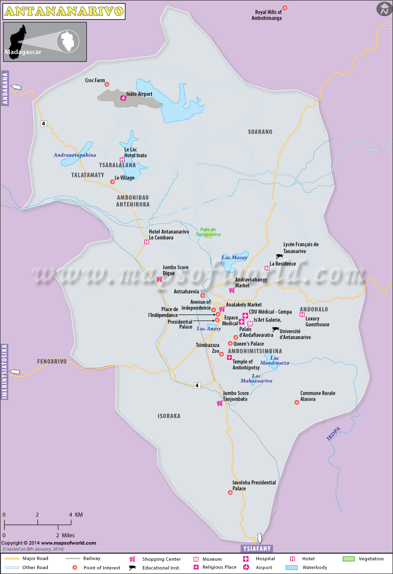 Antananarivo Map Capital of Madagascar