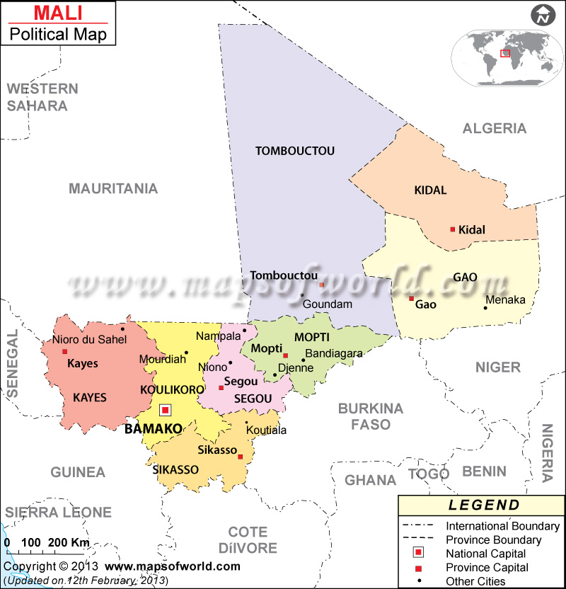 Political Map of Mali Mali Regions Map