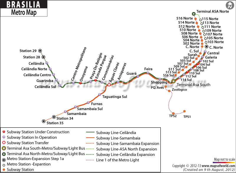Brasilia Metro Map, Brasilia Subway Map