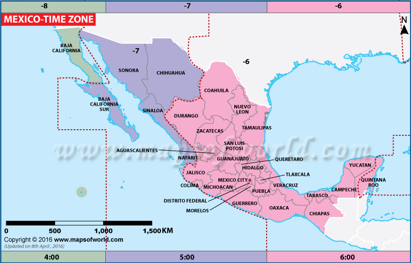 Mexico Time Zone Map, Current Local Time in Mexico