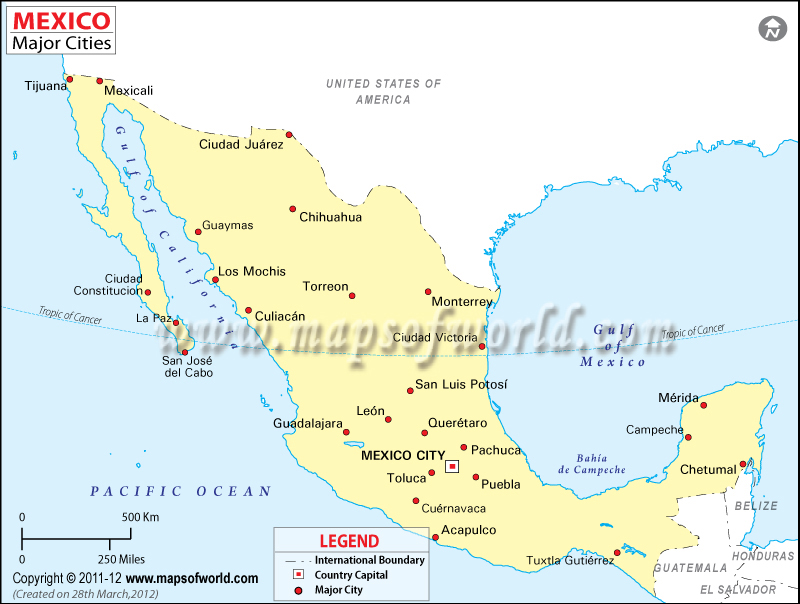 Cities in Mexico Map ( Mexico Ciudades )
