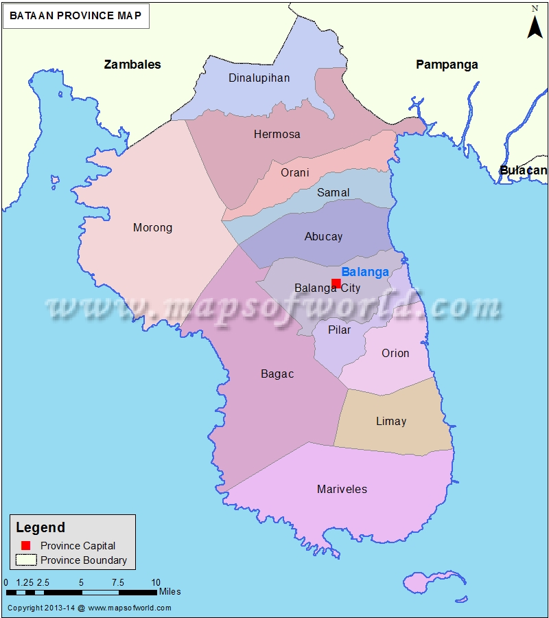 Detailed Road Map of Batangas Province maphill.com