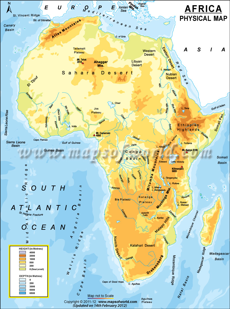 Physical Map Of Africa Teaching Resources.