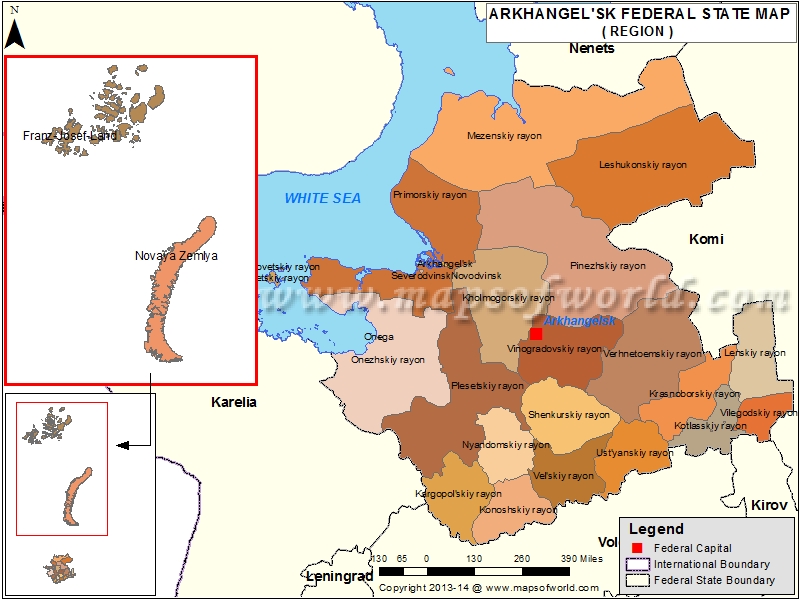 Archangelsk Karta Arkhangelsk Map, Oblast of Arkhangelsk, Russia